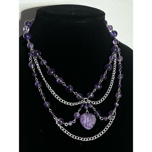 Handmade Amethyst Choker Necklace, 20in Completely Adjustable, With an Extender - Picture 6 of 7